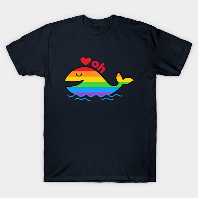 Oh Whale rainbow and red heart T-Shirt by Inspire Enclave